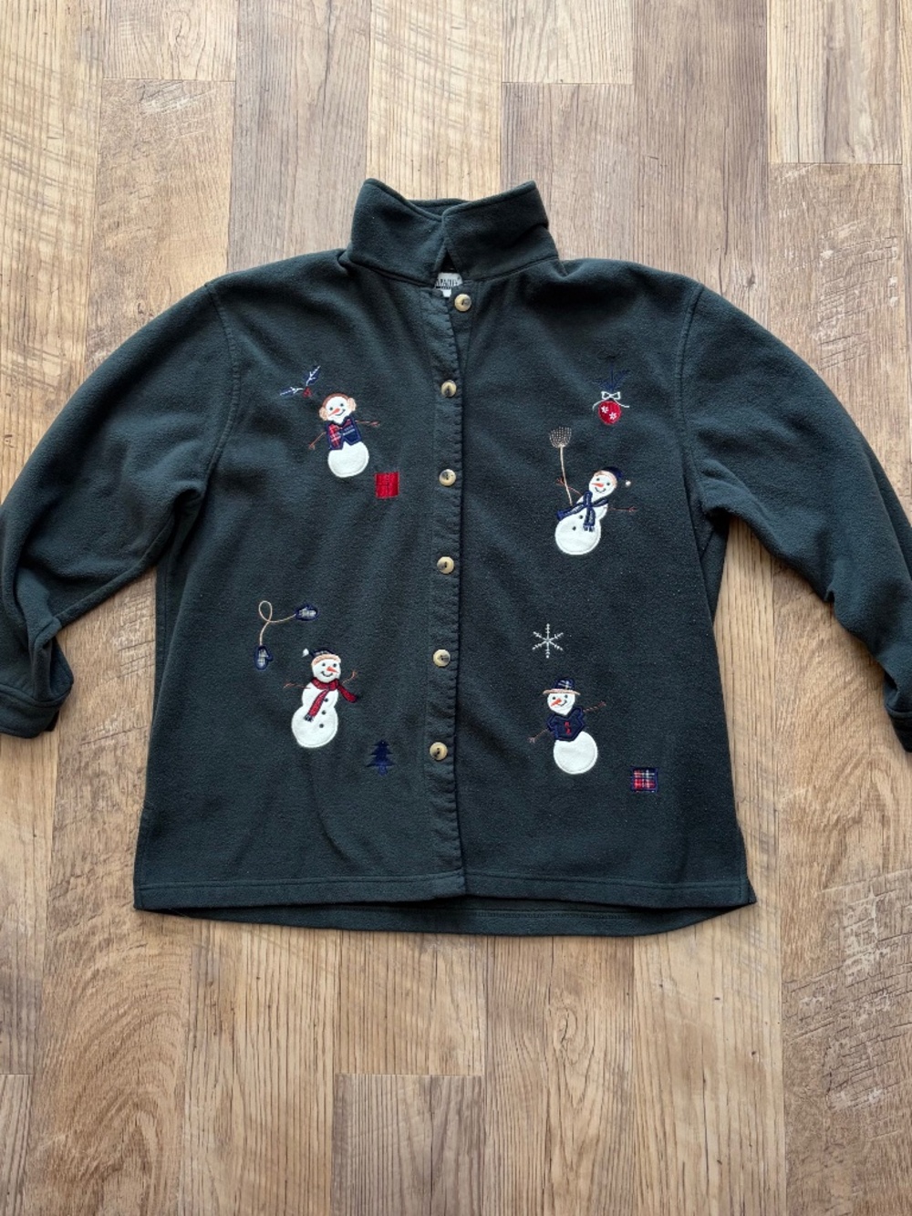 Vintage Capacity button-down fleece Snowman cardigan jacket